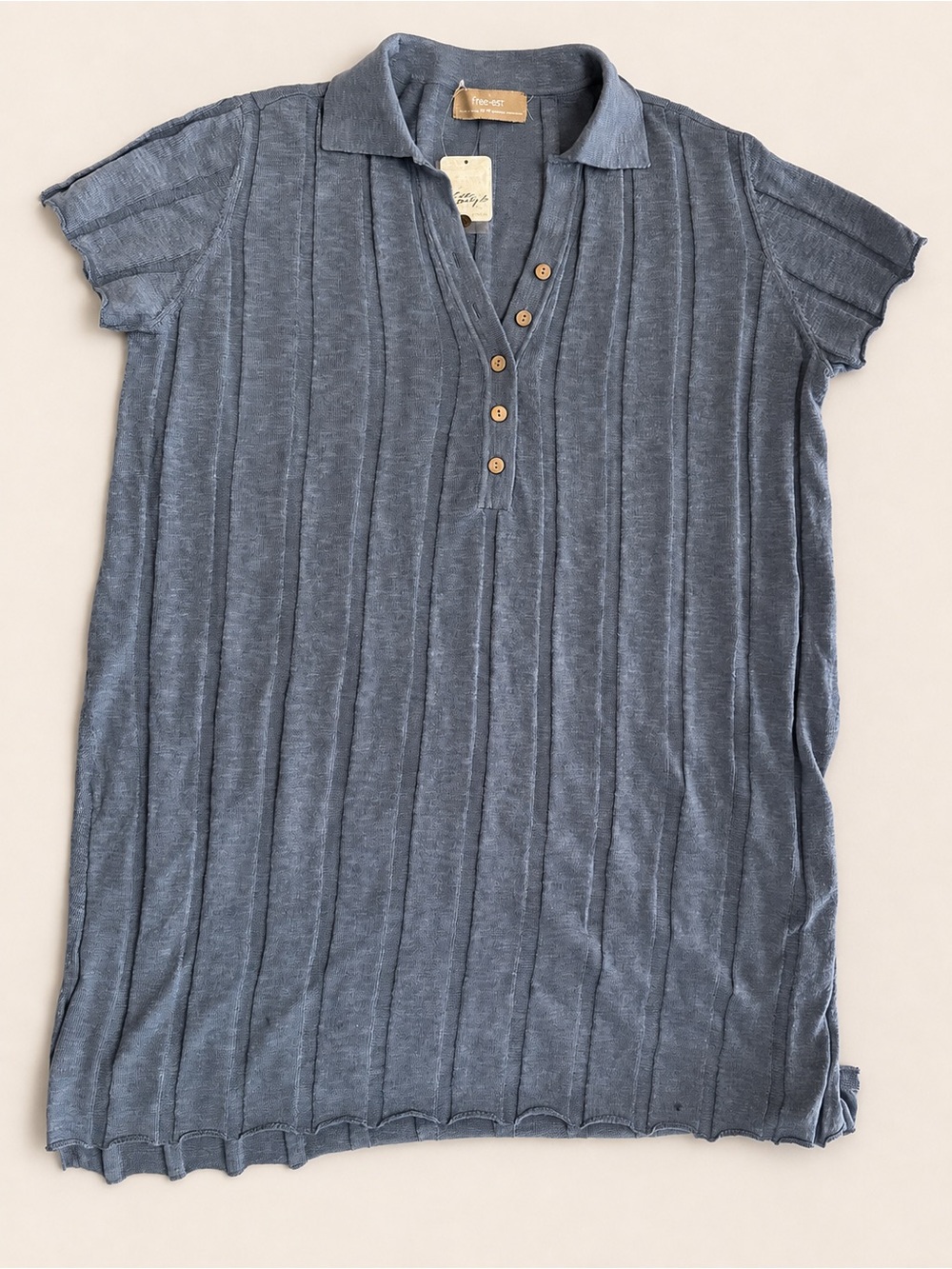 Free People Paloma 2-Piece Ribbed Knit Set Blue Suede color NWT XS - Picture 6 of 11
